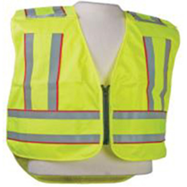 5PT Breakaway HiViz Vest, ANSI Lime/Yel Warp Knit, Red Edge