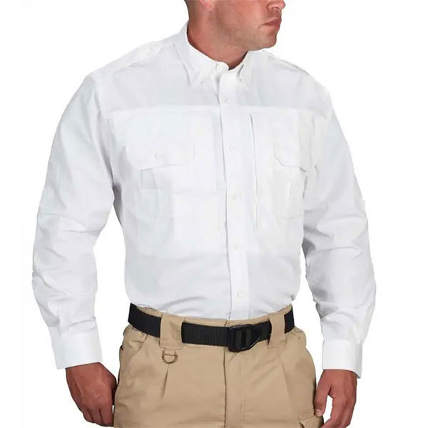 Propper Mens LS Tactical Shirt w/Zipper; White
