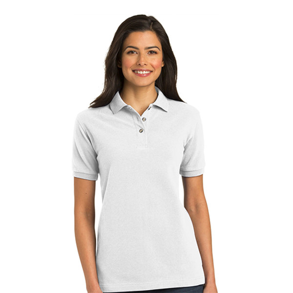 PA Womens Heavyweight Pique Polo; White