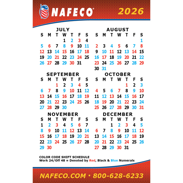 2026 Pocket Shift Calendar 10 Pack, Free Shipping