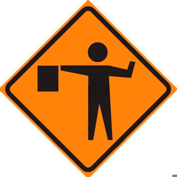 DSP 48" Superbright Roll Up Sign, Scr: Flagger Symbol