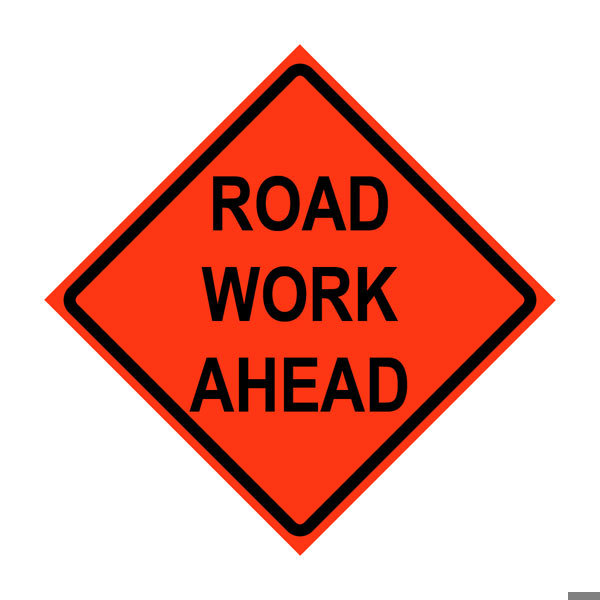 DSP 48" Superbright Roll Up Sign, Scr: Road Work Ahead